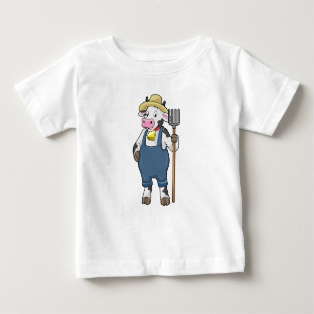 Camiseta De Bebé Cow as Farmer with Pitchfork (Anverso)