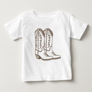 Camiseta De Bebé Cowboy Boot Sketch Tee Shirt para los niños