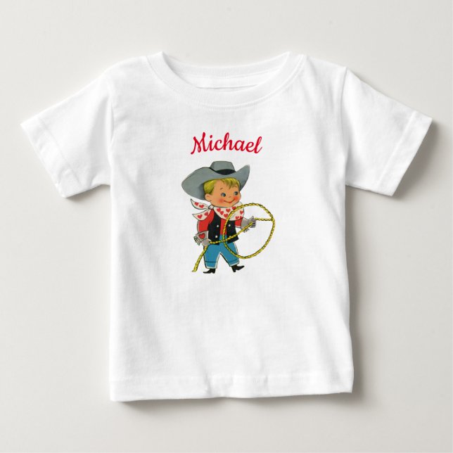 Camiseta De Bebé cowboy de Rodeo Occidental con nombre personalizad (Anverso)