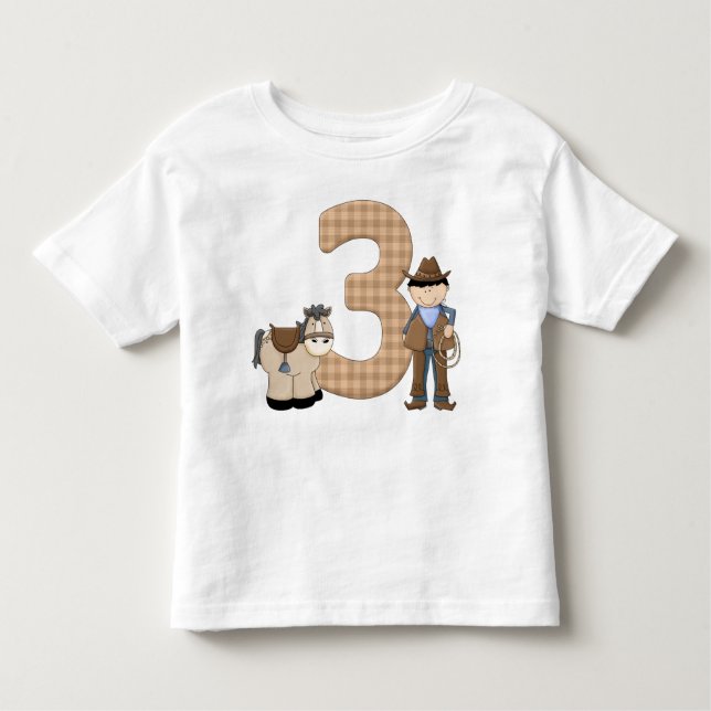 Camiseta De Bebé Cowboy de tres años (Anverso)