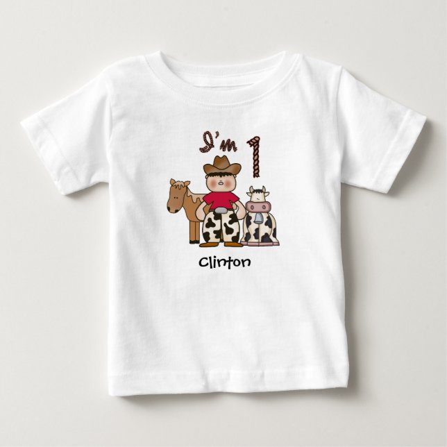 Camiseta De Bebé Cowboy Primer cumpleaños bebé camiseta (Anverso)