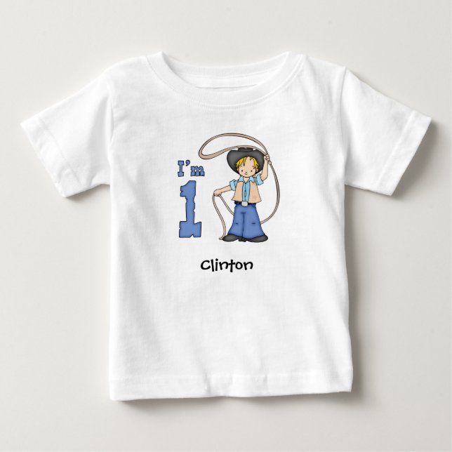 Camiseta De Bebé Cowboy Roper Primer cumpleaños bebé camiseta (Anverso)