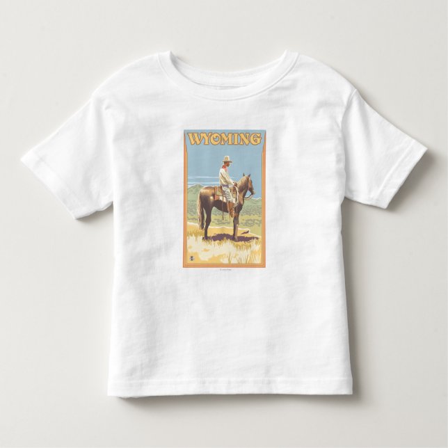 Camiseta De Bebé Cowboy (vista lateral) Wyoming (Anverso)