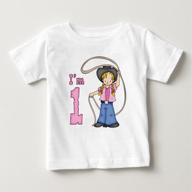 Camiseta De Bebé Cowgirl Roper Primer cumpleaños (Anverso)