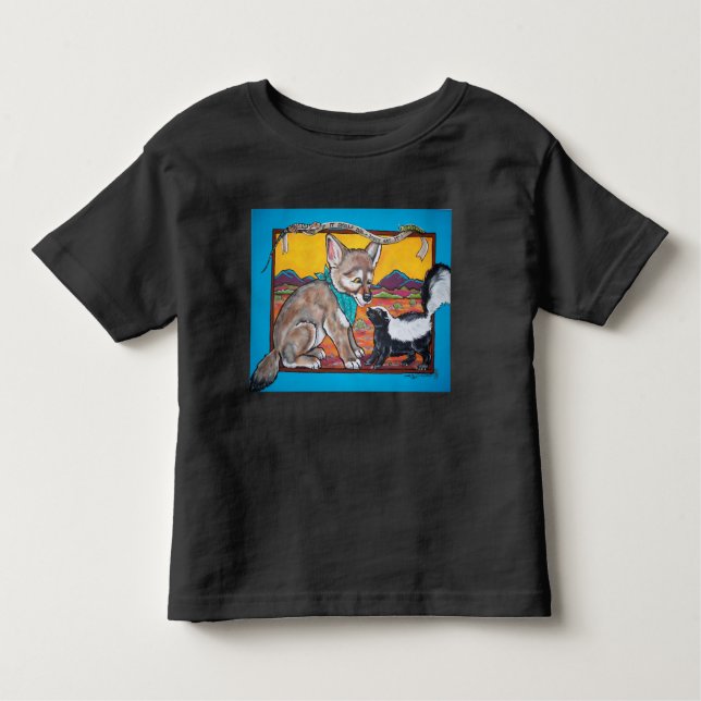 Camiseta De Bebé Coyote Pup y Skunk Southwest Wildlife Humorístico (Anverso)