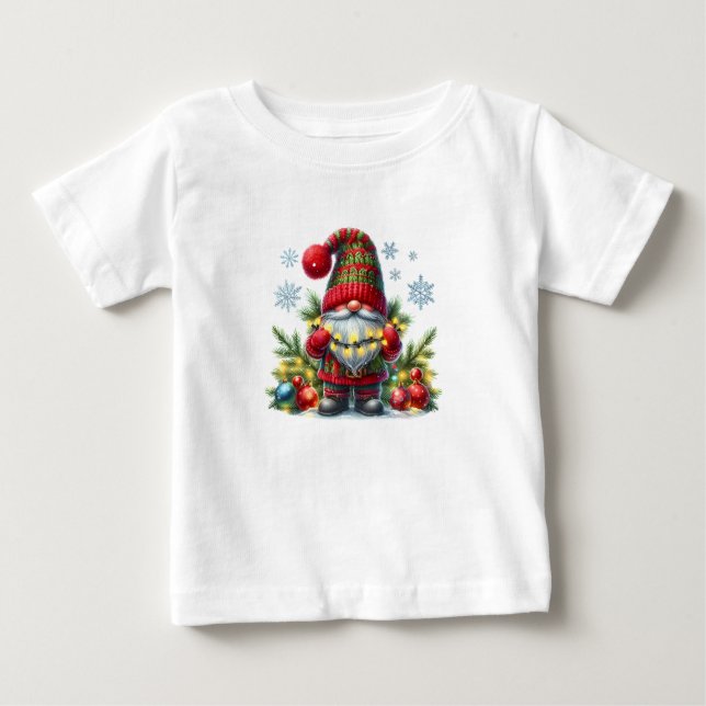 Camiseta De Bebé Cozy Christmas Gnome Art – Festive Holiday (Anverso)