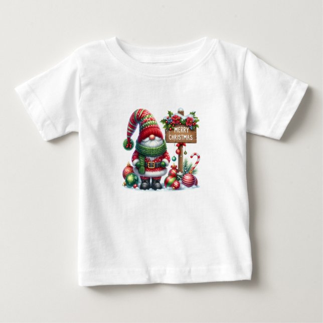 Camiseta De Bebé Cozy Christmas Gnome Art – Festive Holiday (Anverso)