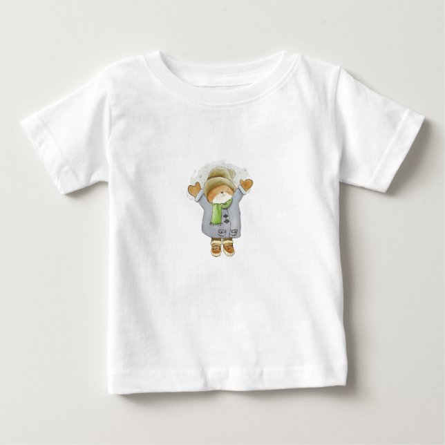 Camiseta De Bebé "Cozy Winter Cat - Personalizado de arte lindo imp (Anverso)