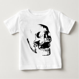 Camiseta De Bebé Cráneo Blanco Negro