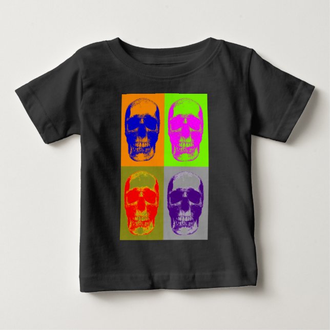 Camiseta De Bebé Cráneo de arte pop (Anverso)