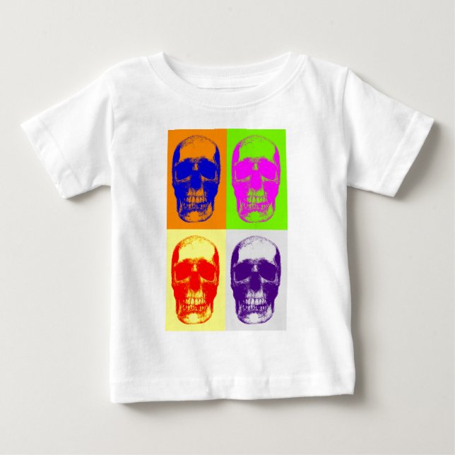 Camiseta De Bebé Cráneo de arte pop (Anverso)