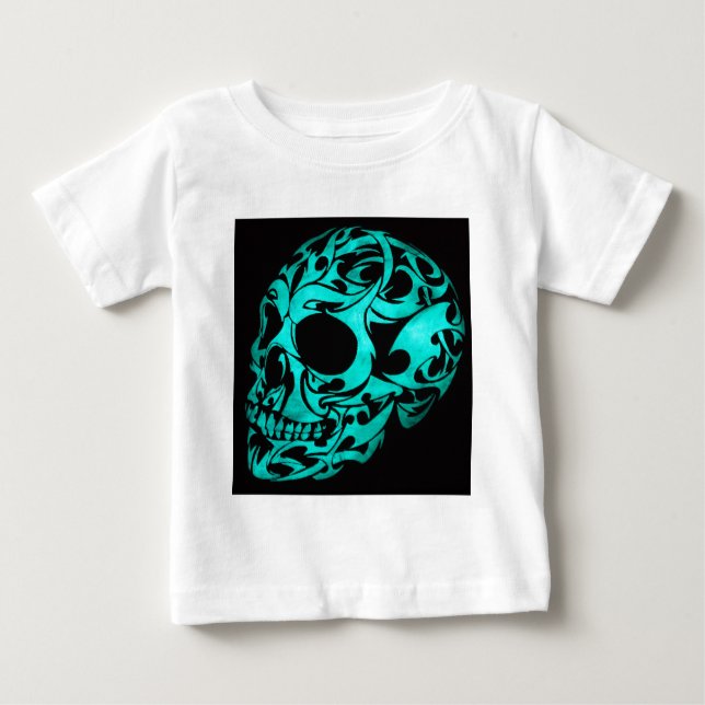 Camiseta De Bebé cráneo gótico 3D (Anverso)
