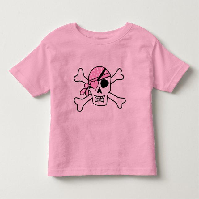 Camiseta De Bebé Cráneo pirata chica y beduino pequeño rosado (Anverso)