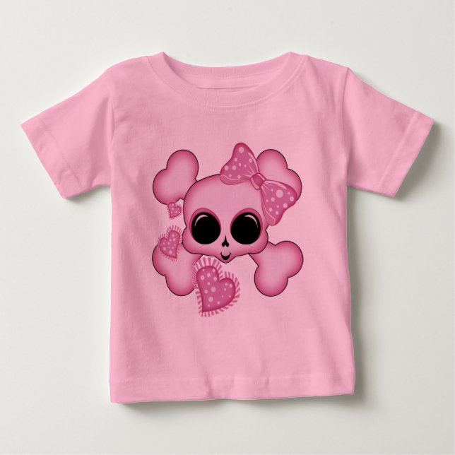 Camiseta De Bebé Cráneo rosa (Anverso)