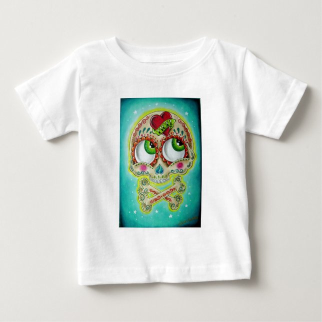 Camiseta De Bebé Cráneo tatuado del azúcar (Anverso)