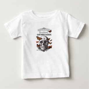 Camiseta De Bebé cráneo vintage moderno de Halloween y mariposas