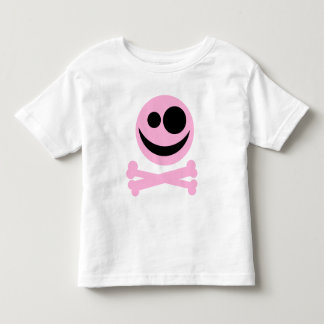 Camiseta De Bebé Cráneo y bandera pirata. Rosa y negro