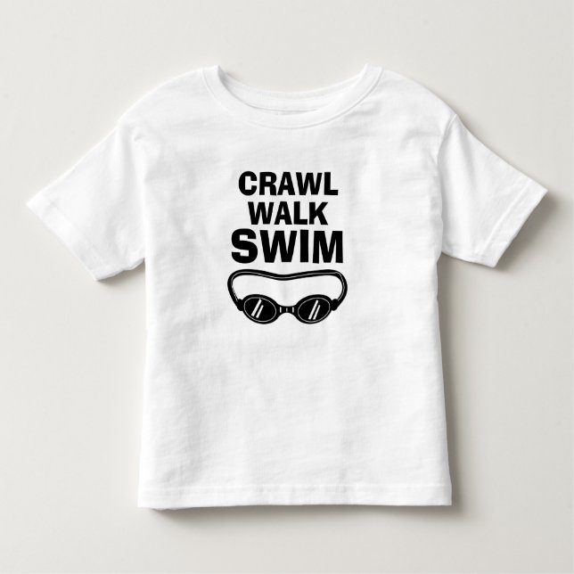 Camiseta De Bebé CRAWL WALK SWIM natación divertida (Anverso)