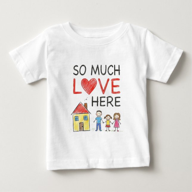 Camiseta De Bebé Crayon Drawing So Much Love Here Family T-Shirt (Anverso)