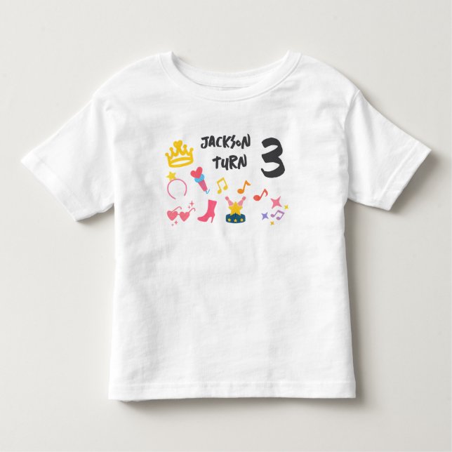 Camiseta De Bebé Crayón Editable Estilo – Cumpleaños Diva Estrella  (Anverso)