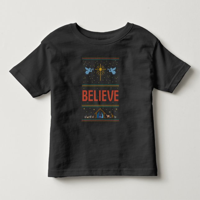 Camiseta De Bebé CREA Navidades feos, dulce cristiano Jesús Dios (Anverso)