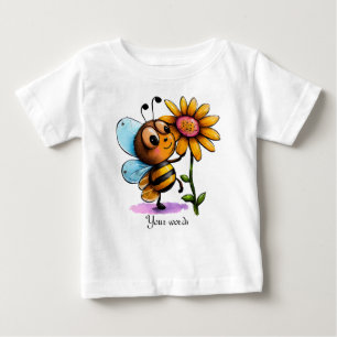 Camiseta De Bebé Crea tu propia abeja de burbujas y girasol