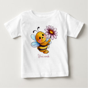 Camiseta De Bebé Crea tu propia abeja de burbujas y margarita rosad
