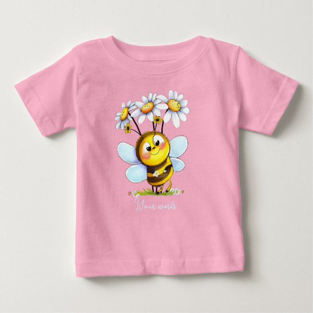 Camiseta De Bebé Crea tu propia Abeja y daisis de burbujas (Anverso)