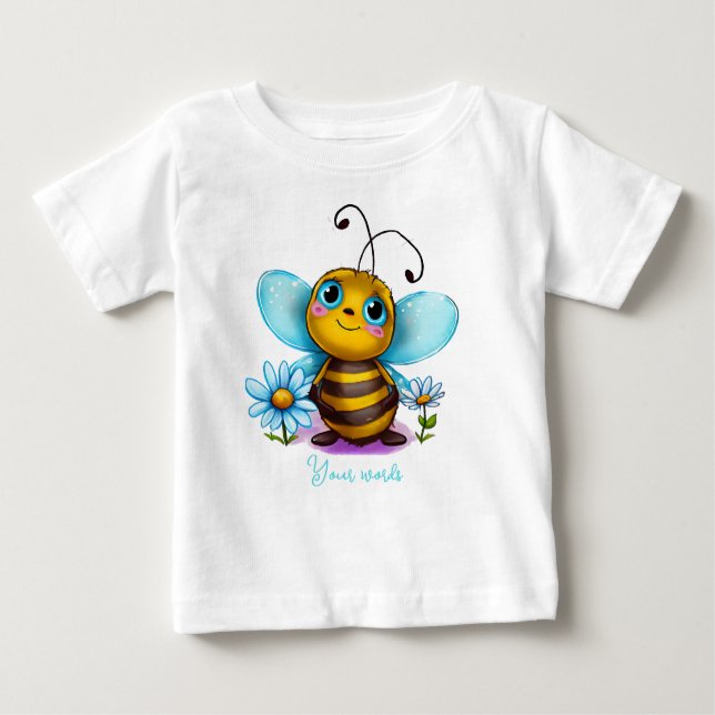 Camiseta De Bebé Crea tu propia Abeja y daisis de burbujas (Anverso)