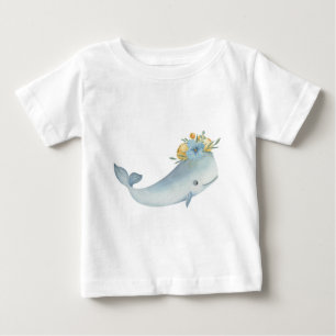Camiseta De Bebé Crea tu propia ballena y flores