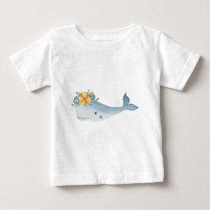 Camiseta De Bebé Crea tu propia ballena y flores