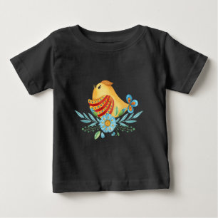 Camiseta De Bebé Crea tu propio arte folclórico amarillo pájaro y f