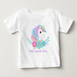 Camiseta De Bebé Crea tu propio bebé, cabeza de unicornio y flores