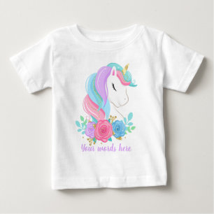 Camiseta De Bebé Crea tu propio busto y flores de Unicornio durmien