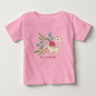 Camiseta De Bebé Crea tu propio Chica Dinosaurio y Rosas