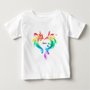 Camiseta De Bebé Crea tu propio corazón arcoiris chisporroteante