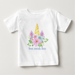 Camiseta De Bebé Crea tu propio cuerno y flores de unicornio