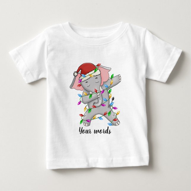 Camiseta De Bebé Crea tu propio elefante de Navidades de baño (Anverso)