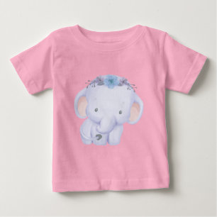 Camiseta De Bebé Crea tu propio elefante y flores.