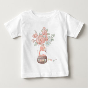 Camiseta De Bebé Crea tu propio globo de flores de flamenco