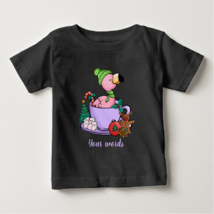 Camiseta De Bebé Crea tu propio Navidad Flamingo Hot Cocoa