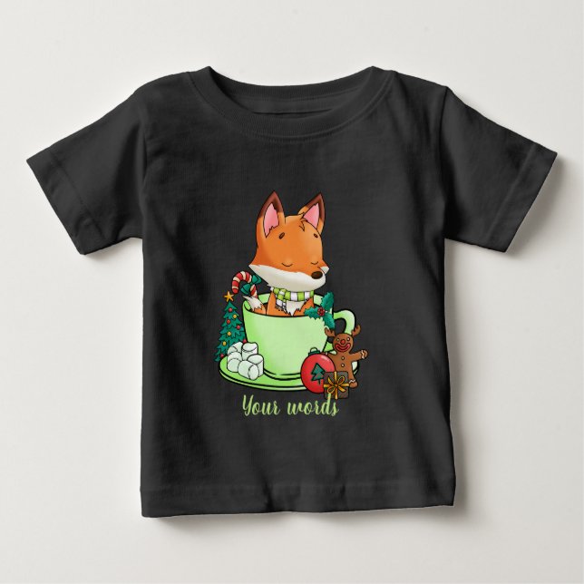 Camiseta De Bebé Crea tu propio Navidad Fox Hot Cocoa (Anverso)