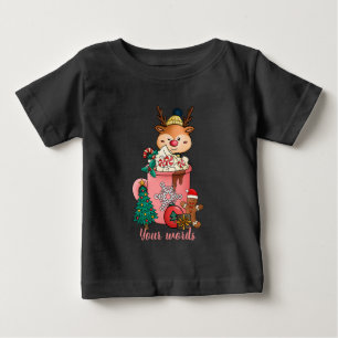 Camiseta De Bebé Crea tu propio Navidad reno Cacao caliente