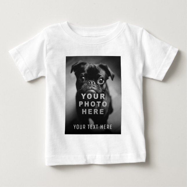 Camiseta De Bebé Crea tu propio texto simple de foto y Personalizad (Anverso)
