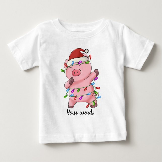 Camiseta De Bebé Crear su propio cerdo Navidad de anclaje (Anverso)