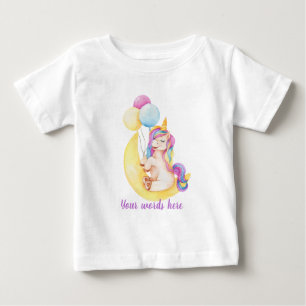 Camiseta De Bebé Crear su propio cumpleaños unicornio en la luna