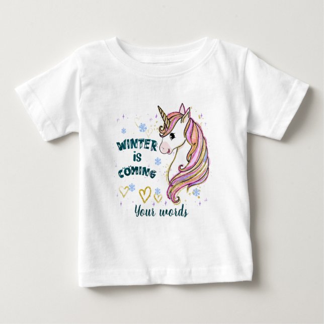 Camiseta De Bebé Crear su propio unicornio de invierno (Anverso)