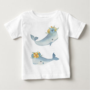 Camiseta De Bebé Crear sus propias ballenas y flores