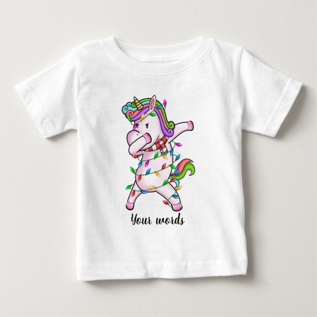 Camiseta De Bebé Crear sus propios Navidades de Dabbing Unicorn (Anverso)