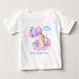 Camiseta De Bebé Crear tu propio cumpleaños unicornio flotante